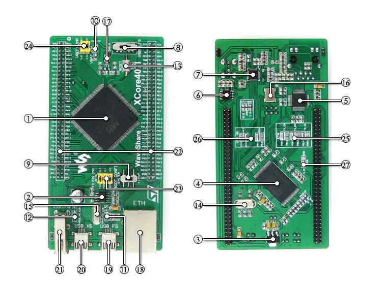 Waveshare-XCore407I STM32 STM32F407IGT6 ھ  (IO Ȯ ), 2 USB ̴ 1G Ʈ NandFlash